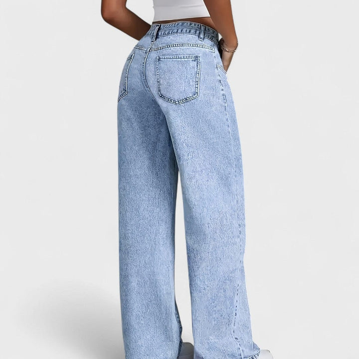 Mara - Pantaloni din denim pentru femei cu croială dreaptă și picior larg