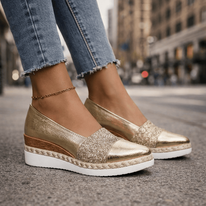 Ida | Luxe Glitter Wedge Sneakers