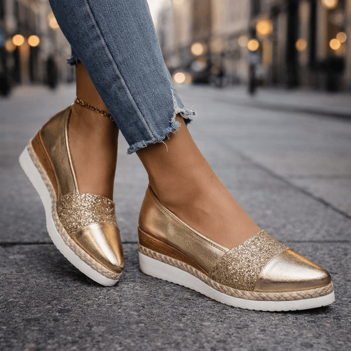 Ida | Luxe Glitter Wedge Sneakers