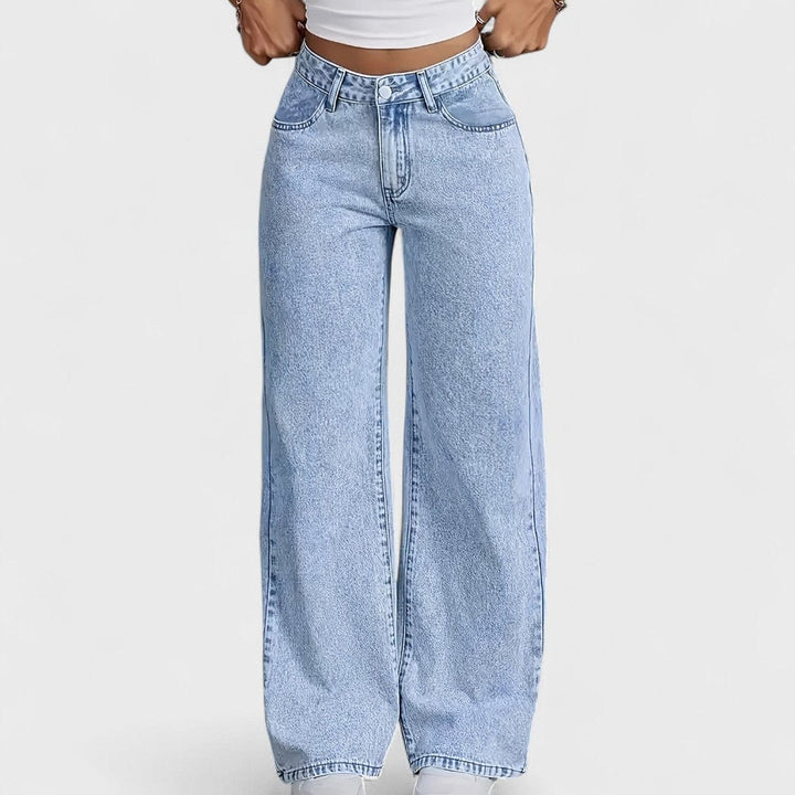 Mara - Pantaloni din denim pentru femei cu croială dreaptă și picior larg