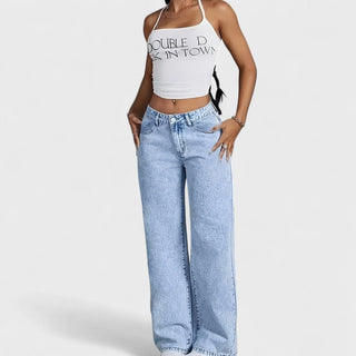 Mara - Pantaloni din denim pentru femei cu croială dreaptă și picior larg