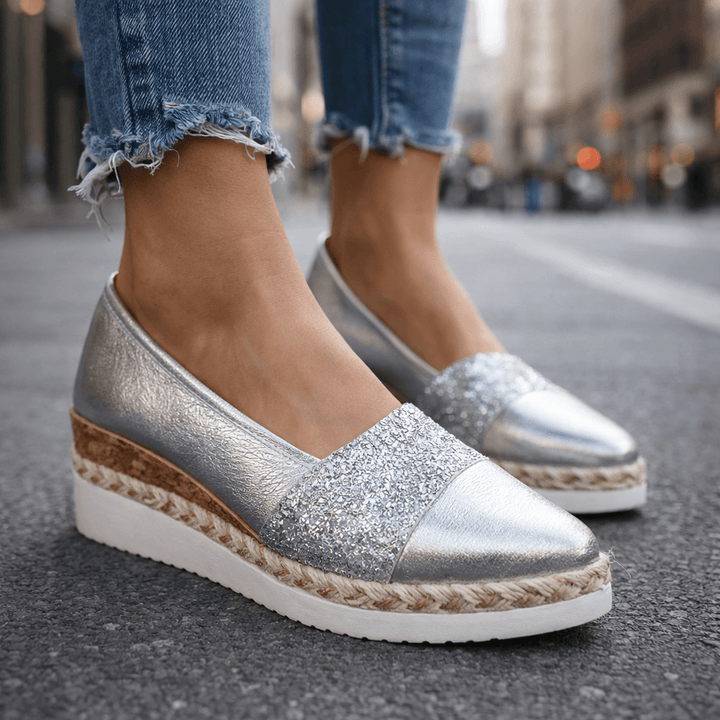 Ida | Luxe Glitter Wedge Sneakers