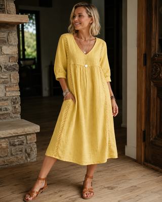Nessa™ | Buikbedekkende Midi Jurk Met Kantdetail