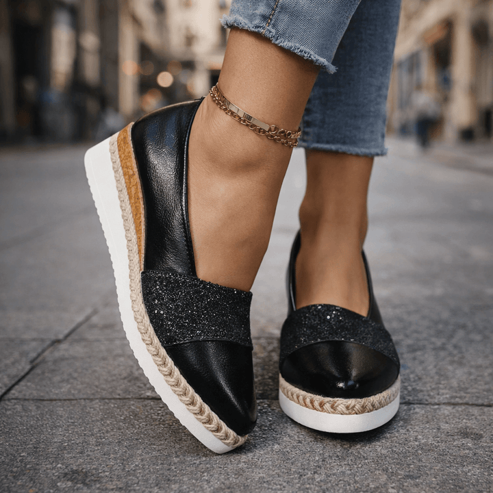 Ida | Luxe Glitter Wedge Sneakers