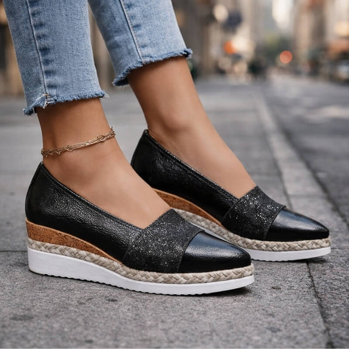 Ida | Luxe Glitter Wedge Sneakers