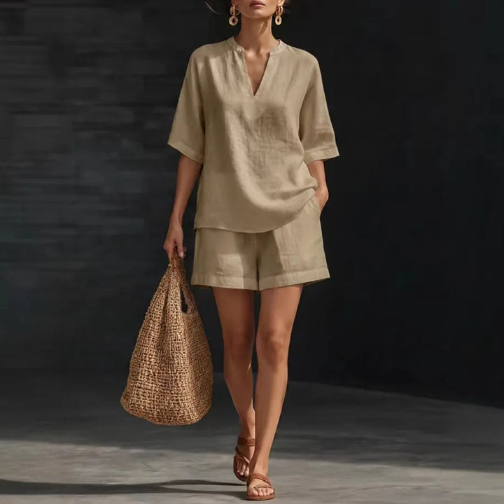 Melanie - Set Confortabil cu Bluză și Pantaloni Scurți pentru Vară