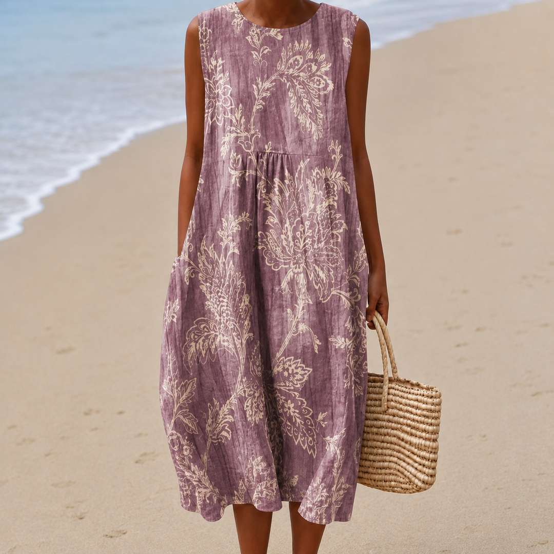Livia™ | Luchtige  Buikcamouflerende Bloemen Midi Jurk