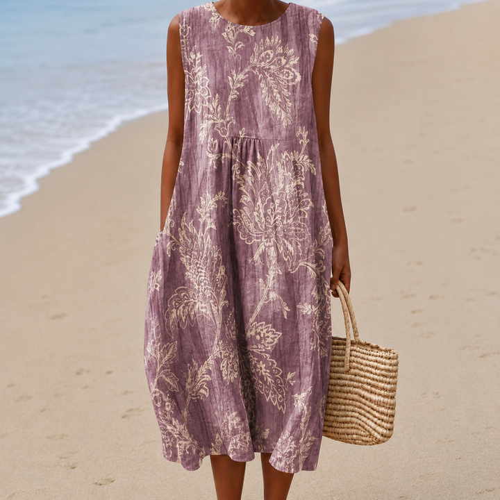 Livia™ | Luchtige  Buikcamouflerende Bloemen Midi Jurk